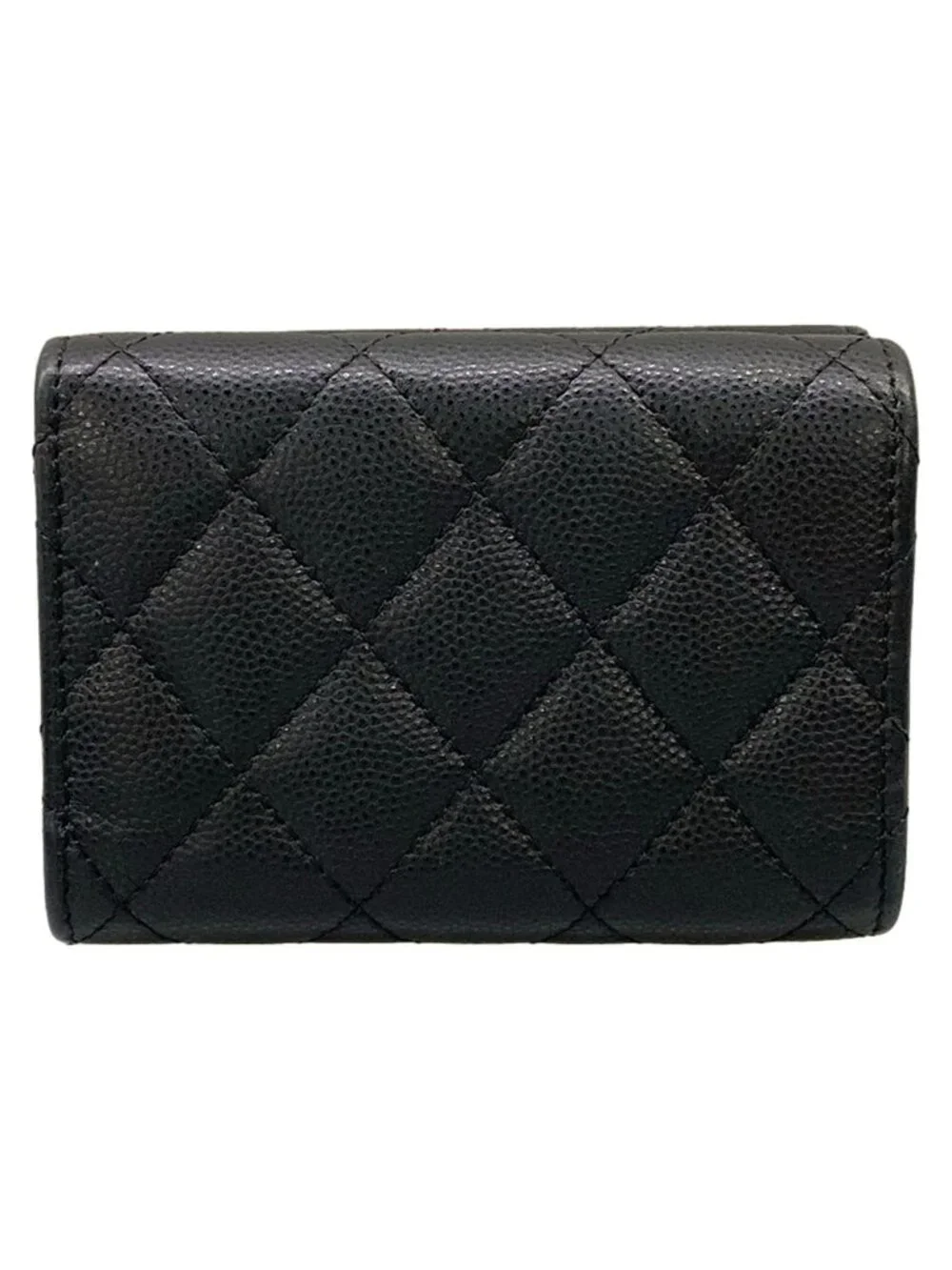Chanel Trifold Wallet Classic Small Flap Quilted Black Silver